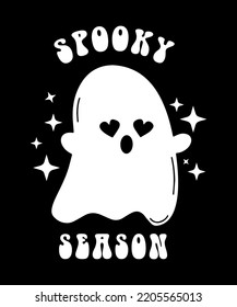 Halloween Cute Boo Spooky Season Halloween Party Costume Typography Print Design. Halloween Custom Design. Print on T-Shirt, Mug, Hoody and Others.