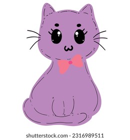 halloween cute cartoon cat charactor hand drawn with pink purple color