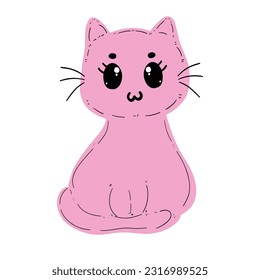 halloween cute cartoon cat charactor hand drawn with pink purple color