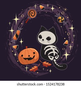 Halloween cute cartoon concept design vector illustration