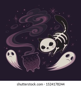 Halloween cute cartoon concept design vector illustration
