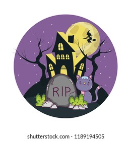 Halloween cute cat cartoon