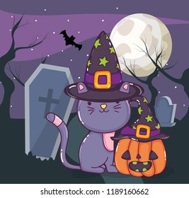 Halloween cute cat cartoons