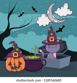 Halloween cute cat cartoons