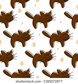 Halloween cute cat random seamless pattern. vector illustration for fashion textile print and wrapping with festive design.