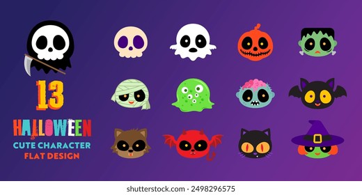 halloween cute character flat cartoon vector illustration. spooky season icon for decoration