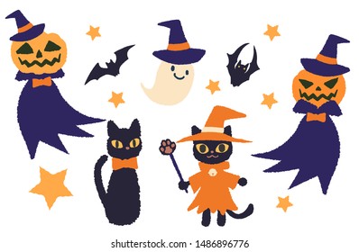 Halloween Cute Character Illustration Set Stock Vector (Royalty Free ...