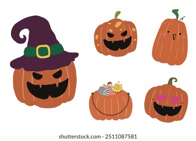 halloween cute character pumpkin vector