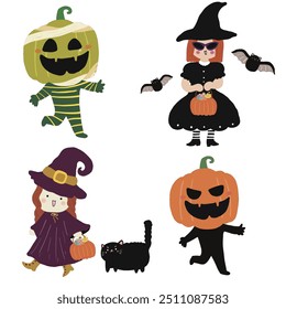 halloween cute character pumpkin vector