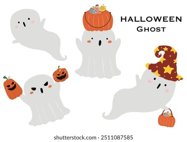 halloween cute character pumpkin vector