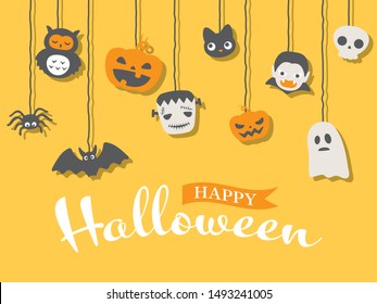 Halloween cute character vector illustration.