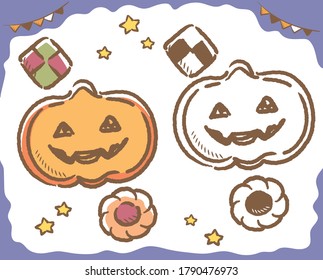 Halloween cute cookies. Vector illustration.