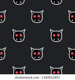 Halloween cute and creepy cat seamless pattern. vector illustration for fashion textile print and wrapping with festive design.