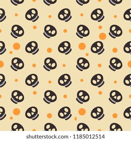 Halloween cute and creepy skull seamless pattern. vector illustration for fashion textile print and wrapping with festive design.