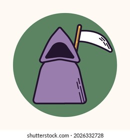 Halloween cute death character. Simple linear flat icon. Colorful magic isolated illustration. Vector design