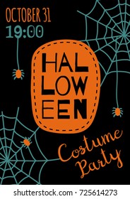 Halloween cute design. Invitation or greeting card. Banner template. Flat style vector illustration.