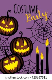 Halloween cute design. Invitation or greeting card. Banner template. Flat style vector illustration.