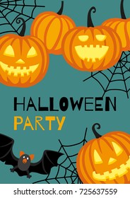 Halloween cute design. Invitation or greeting card. Banner template. Flat style vector illustration.