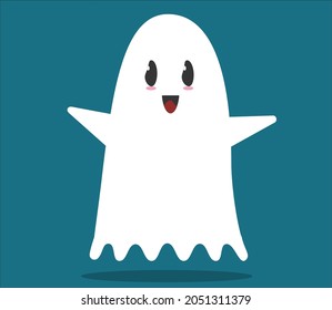 Vector de Halloween Cute Flat Ghost