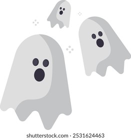 Halloween cute flying ghost horror creepy