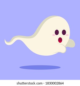 Halloween Cute Flying Ghost Illustration