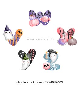 Halloween cute font, Alphabet, vector illustration