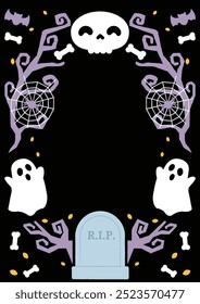 Halloween Cute Frame Card on The Black Color Background