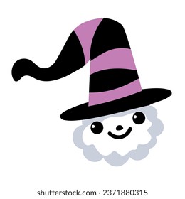 halloween cute ghost with cap illustration isolated