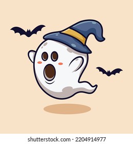 Diseño plano de carácter fantasma de Halloween
