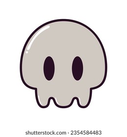 Halloween cute ghost character set. Skull cartoon. Emotion Skeleton face. Vector illustration isolated.