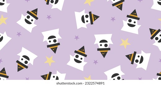 Halloween cute ghost doodle pattern