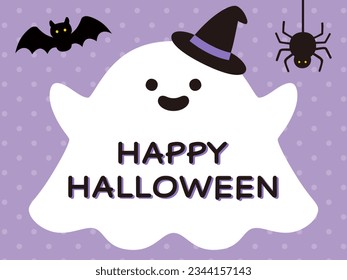 Halloween cute ghost frame  , autumn, vector, october, simple