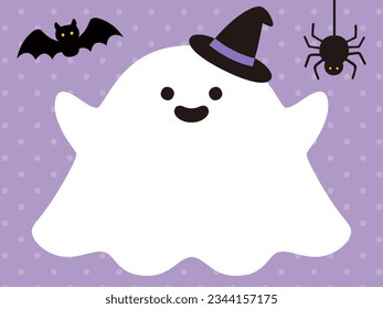 Halloween cute ghost frame  , autumn, vector, october, simple