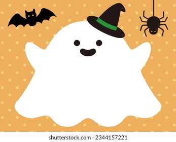 Halloween cute ghost frame  , autumn, vector, october, simple