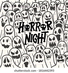 Halloween cute ghost icon in various style, pattern wallpaper background