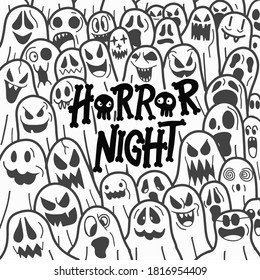 Halloween cute ghost icon in various style, pattern wallpaper background