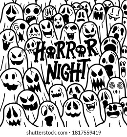 Halloween cute ghost icon in various style, pattern wallpaper background