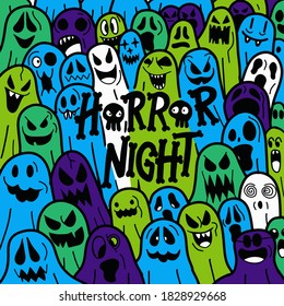 Halloween cute ghost icon in various style, pattern wallpaper background