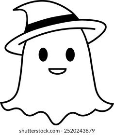 Halloween cute ghost line drawing icon