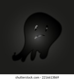Halloween cute ghost on dark background Vector illustration