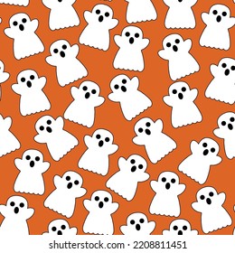 Halloween Cute Ghost Pattern In Vector