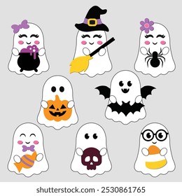 Halloween conjunto de fantasmas bonito, Halloween, fantasma bonito