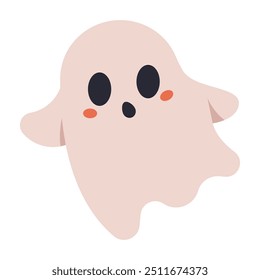 Halloween cute ghost vector cartoon icon isolated on a white background.