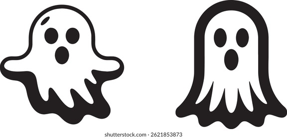 Halloween Cute Ghost Vector Icons Spooky Apparitions Silhouette Graphic Element Set