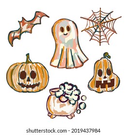 Halloween. Cute Halloween hand draw icons set