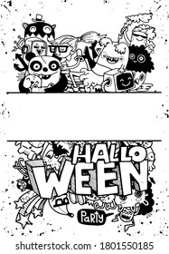 Halloween ,Cute hand drawn Halloween doodles ,vector illustration line tools drawing,Flat Design