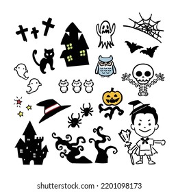 Halloween cute illustrations set - Vector