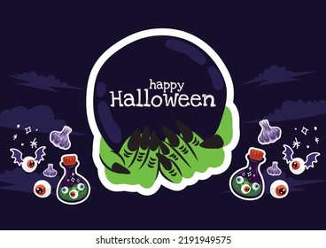 halloween cute item banner vector design