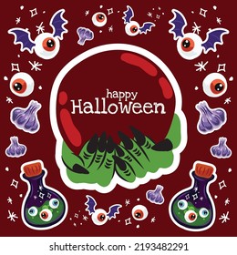 halloween cute item banner vector design