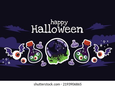 halloween cute item banner vector design